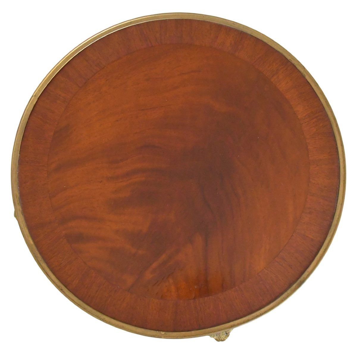 Pedestal Table In Rosewood Veneer And Gilt Bronze Ornamentation With Rams' Heads-photo-2