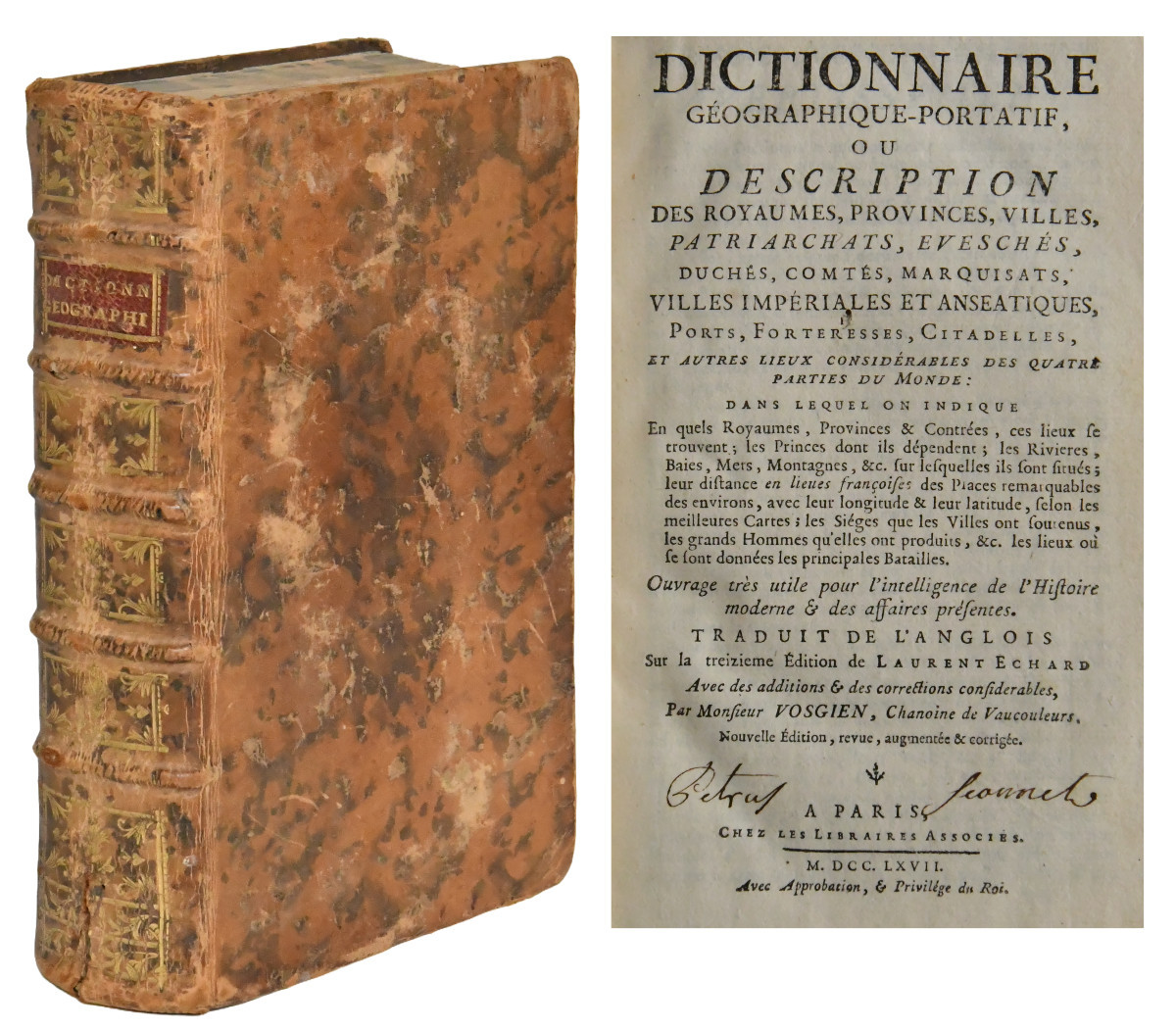 Abbé VOSGIEN "Dictionnaire géographique portatif ..." Paris, 1768 