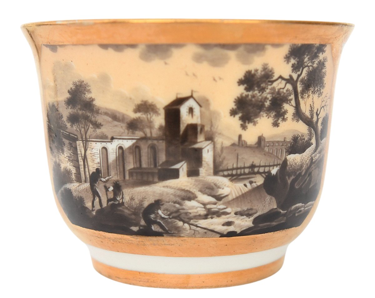 Cup And Saucer In Paris Lebon-halley Porcelain -photo-2