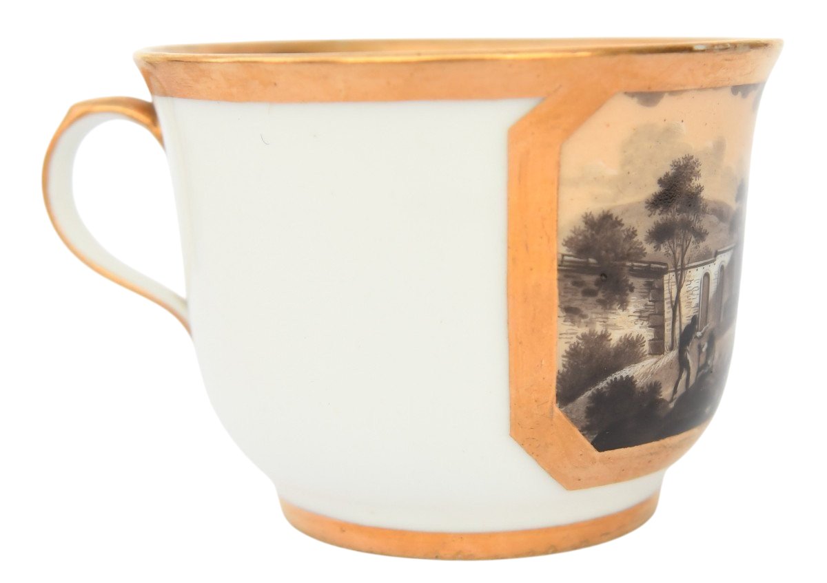 Cup And Saucer In Paris Lebon-halley Porcelain -photo-3