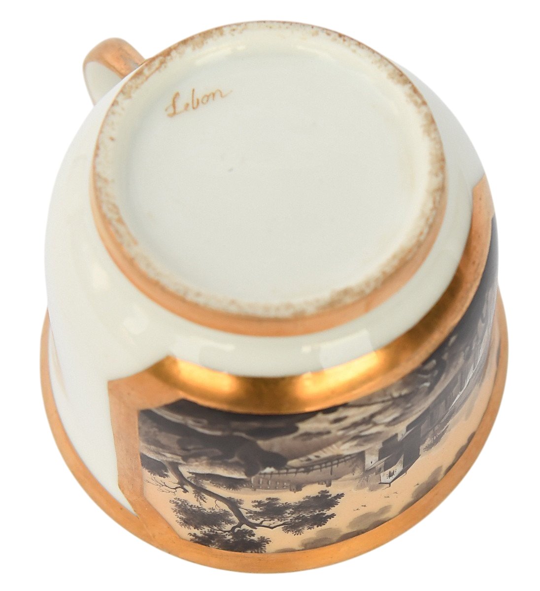 Cup And Saucer In Paris Lebon-halley Porcelain -photo-3