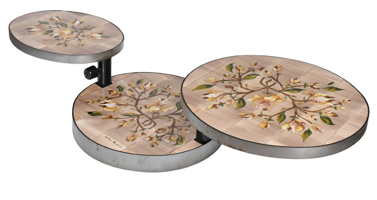 Vintage Coffee Table By Georges Pelletier For La Roue In Vallauris, From The 1970s 