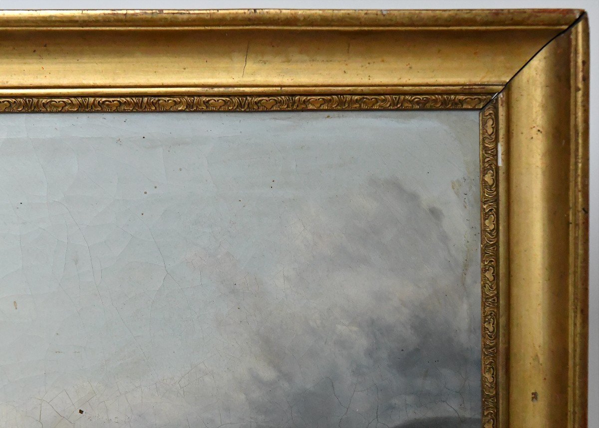 French School Of The 19th Century Oil On Canvas House By The River -photo-1