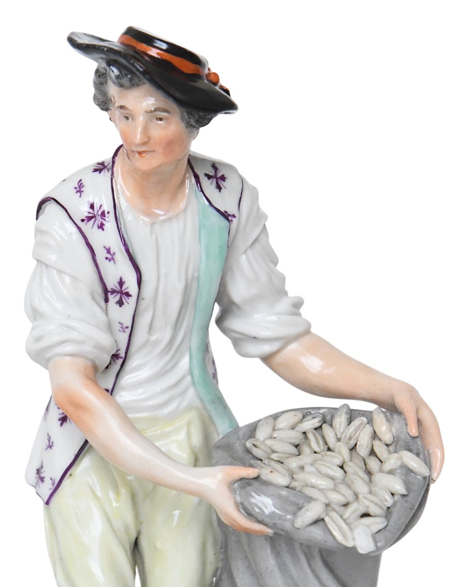 Pair Of Porcelain Statuettes Of Samson Representing A Peasant Couple -photo-2