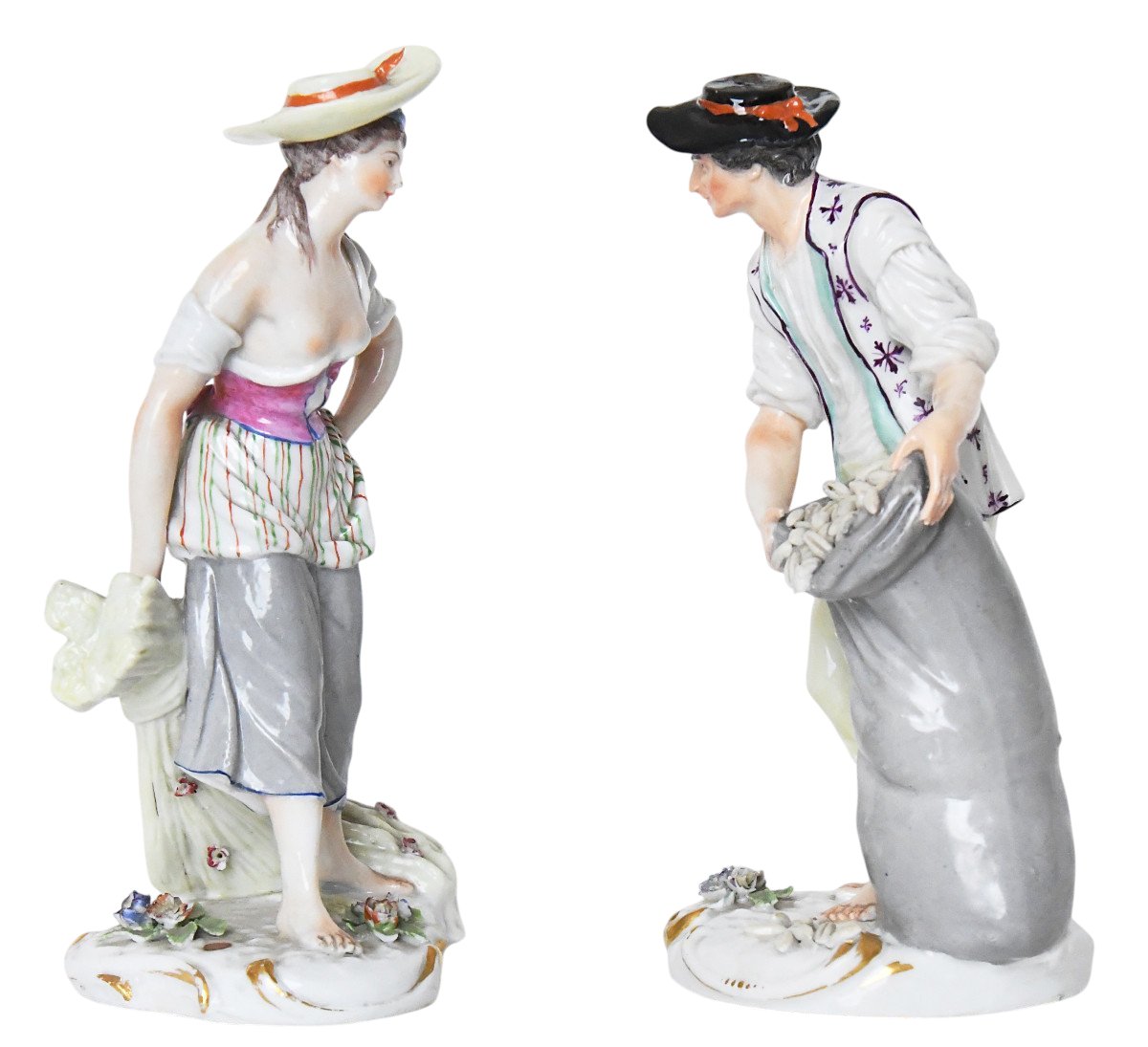 Pair Of Porcelain Statuettes Of Samson Representing A Peasant Couple -photo-4