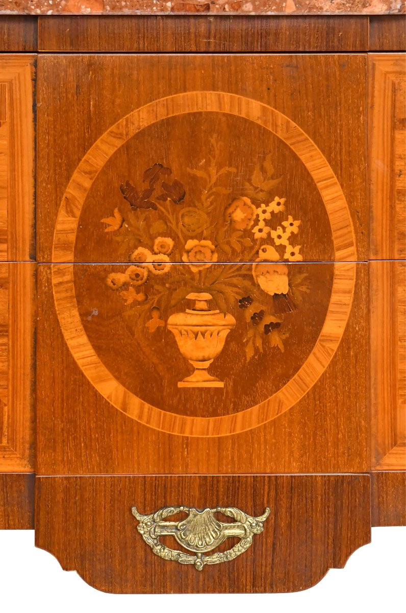 Commode de style Louis XVI en marqueterie -photo-2