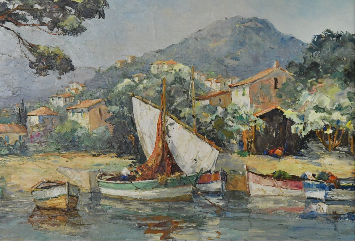 Georges MARCHAND (XXe siècle) Huile sur toile "Paysage méditerranéen"  -photo-3