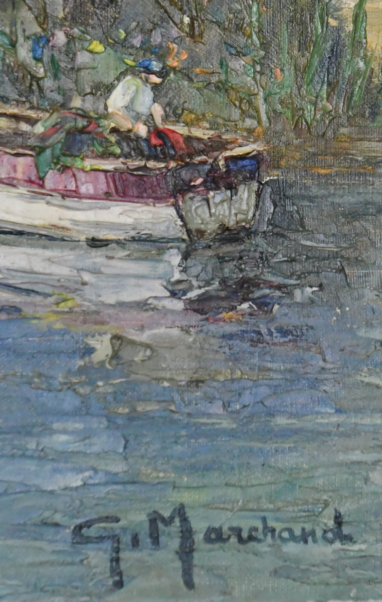 Georges MARCHAND (XXe siècle) Huile sur toile "Paysage méditerranéen"  -photo-4