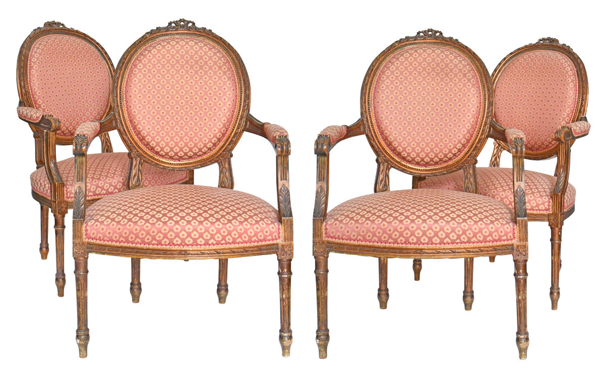 Set Of 4 Louis XVI Style Cabriolet Armchairs  