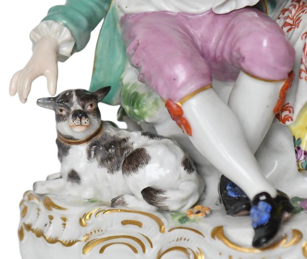 Groupe en porcelaine de Meissen Couple d’amoureux Modèle D19-photo-3