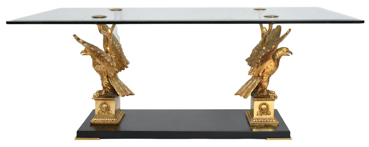 Bronze And Gilded Brass Eagle Coffee Table-photo-1