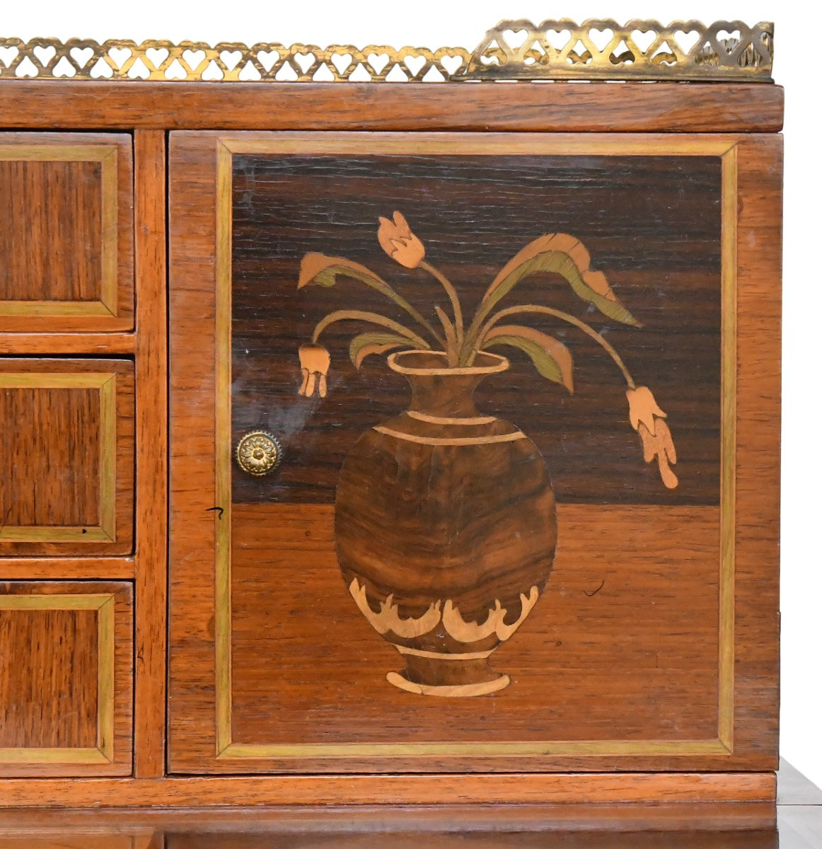 Bureau bonheur du jour en marqueterie dans le goût de Charles Topino-photo-3