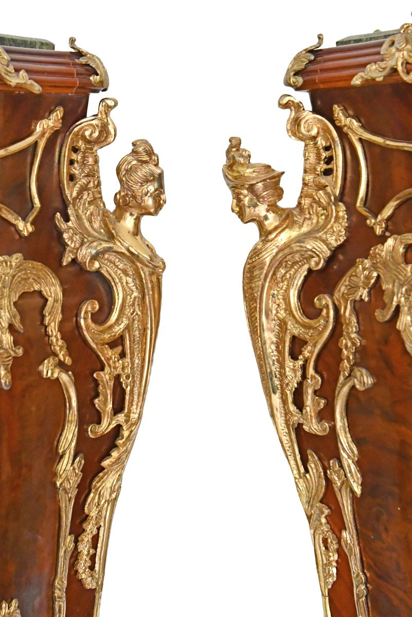 Paire d'importants piédestal de style Louis XV -photo-4