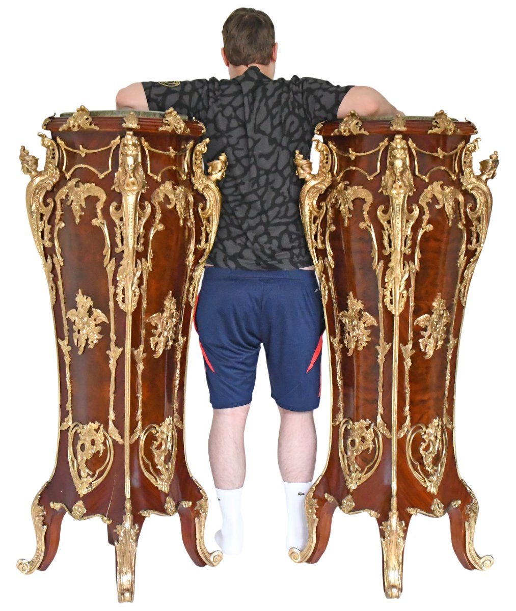 Paire d'importants piédestal de style Louis XV -photo-8