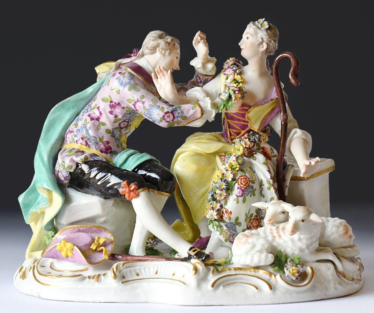 Porcelain Group Of Samson Representing A Pair Of Shepherdesses 