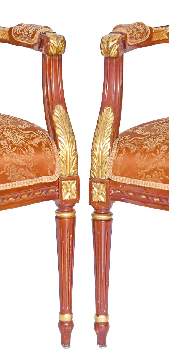 Set Of 3 Louis XVI Style Cabriolet Armchairs -photo-1