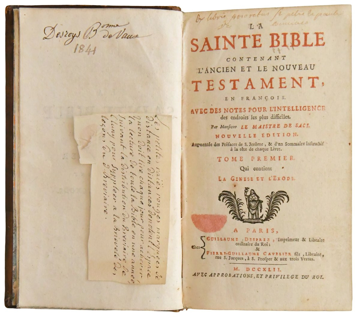 The Master Of Saci “the Holy Bible” Printer Guillaume Desprez, Dated 1742, 12 Volumes-photo-1