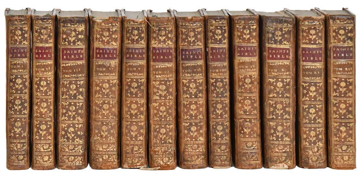 The Master Of Saci “the Holy Bible” Printer Guillaume Desprez, Dated 1742, 12 Volumes