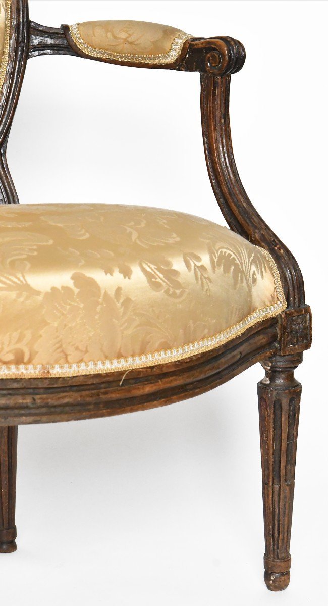 Paire de fauteuils cabriolet d'époque Louis XVI estampillé Martin JULLIEN-photo-2