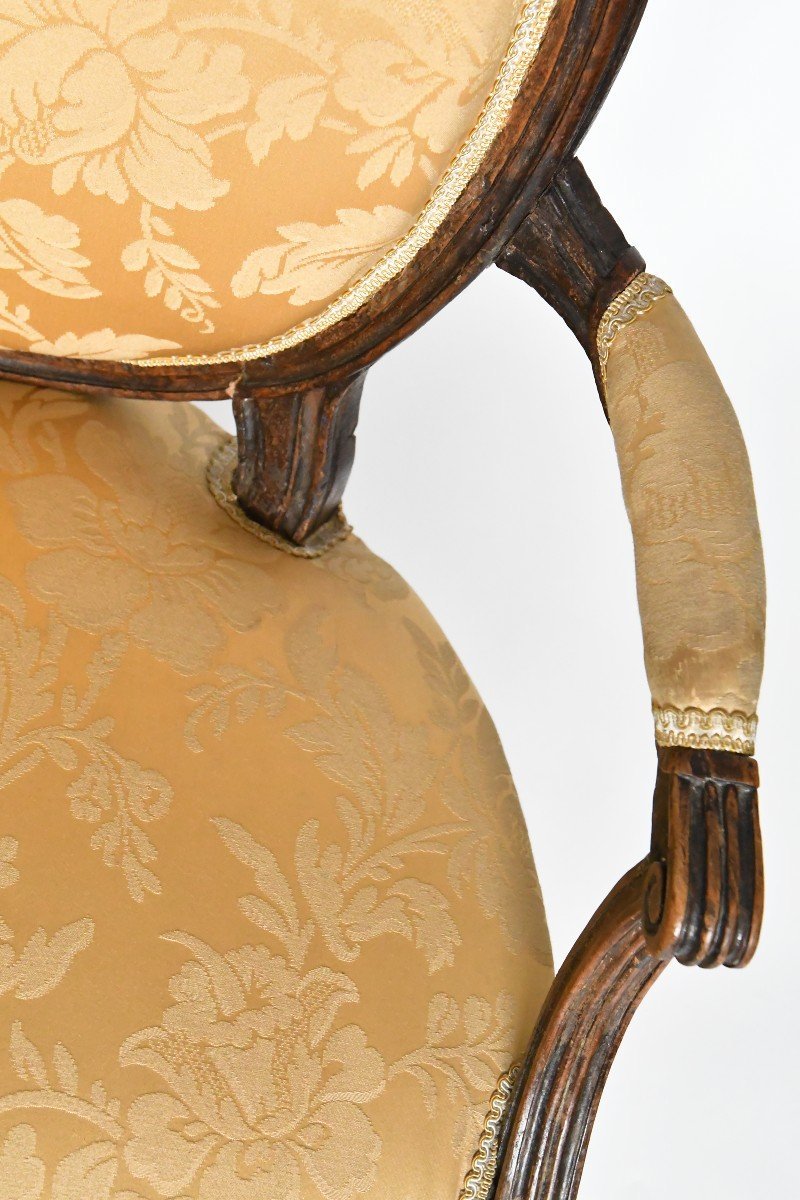 Paire de fauteuils cabriolet d'époque Louis XVI estampillé Martin JULLIEN-photo-5