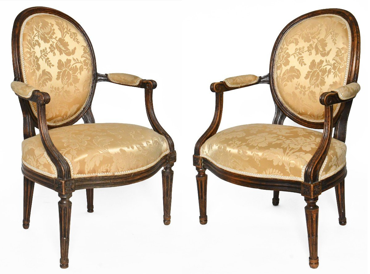 Paire de fauteuils cabriolet d'époque Louis XVI estampillé Martin JULLIEN