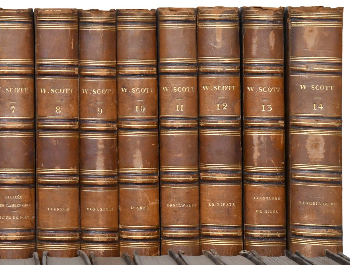 Walter Scott Book Collection, Furne And Charles Gosselin Edition 1839, 30 Volumes -photo-4