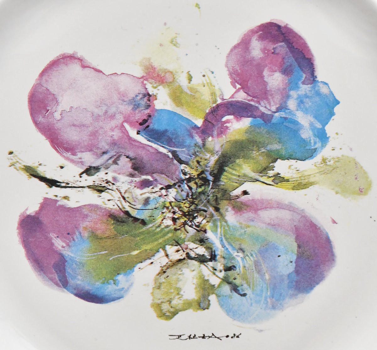 Zao WOU KI & Ateliers de Ségriès - Assiette "L'orchidée", 1986  #2-photo-2