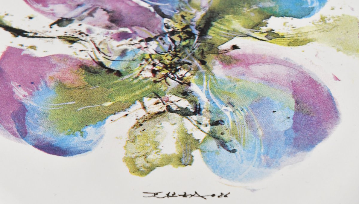 Zao WOU KI & Ateliers de Ségriès - Assiette "L'orchidée", 1986  #2-photo-3