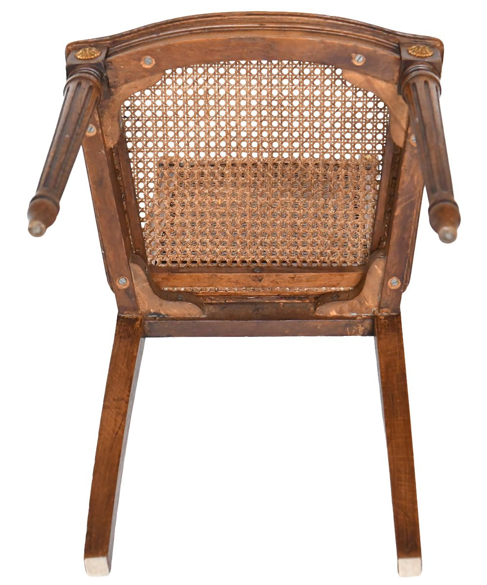 Série de 6 chaises cannées de style Louis XVI -photo-3