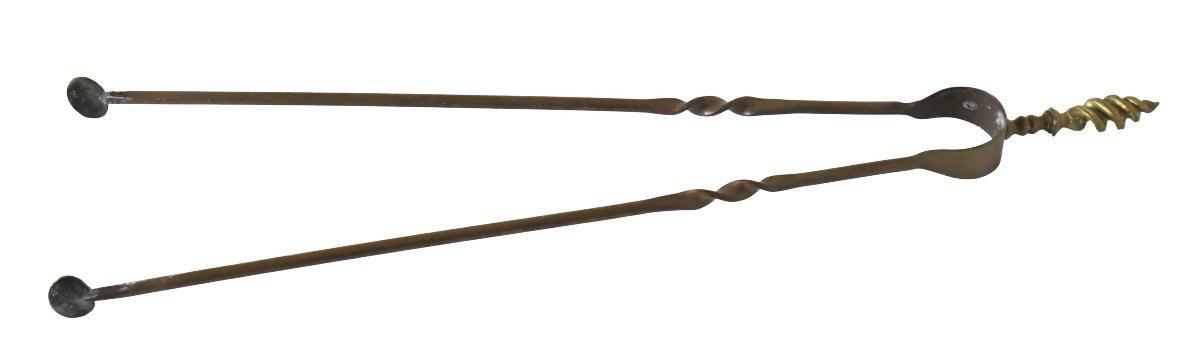 Paire de chenets en bronze doré à décor des serpents avec une barre assorti  -photo-7