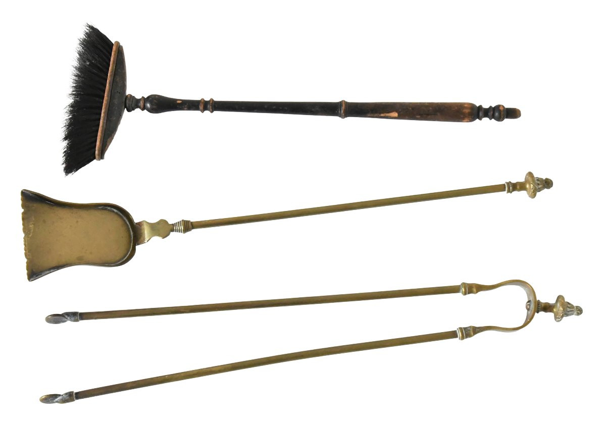 Serviteur de cheminée en laiton et bronze doré -photo-1