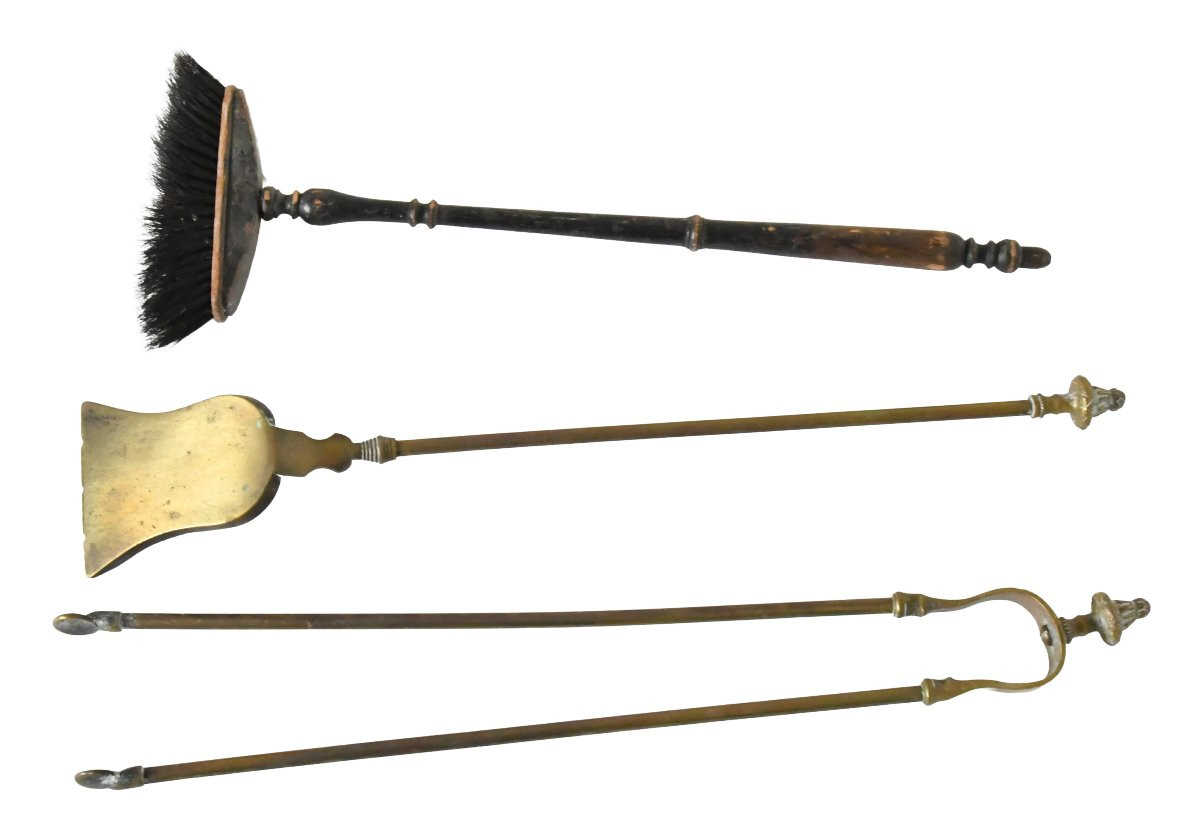 Serviteur de cheminée en laiton et bronze doré -photo-2