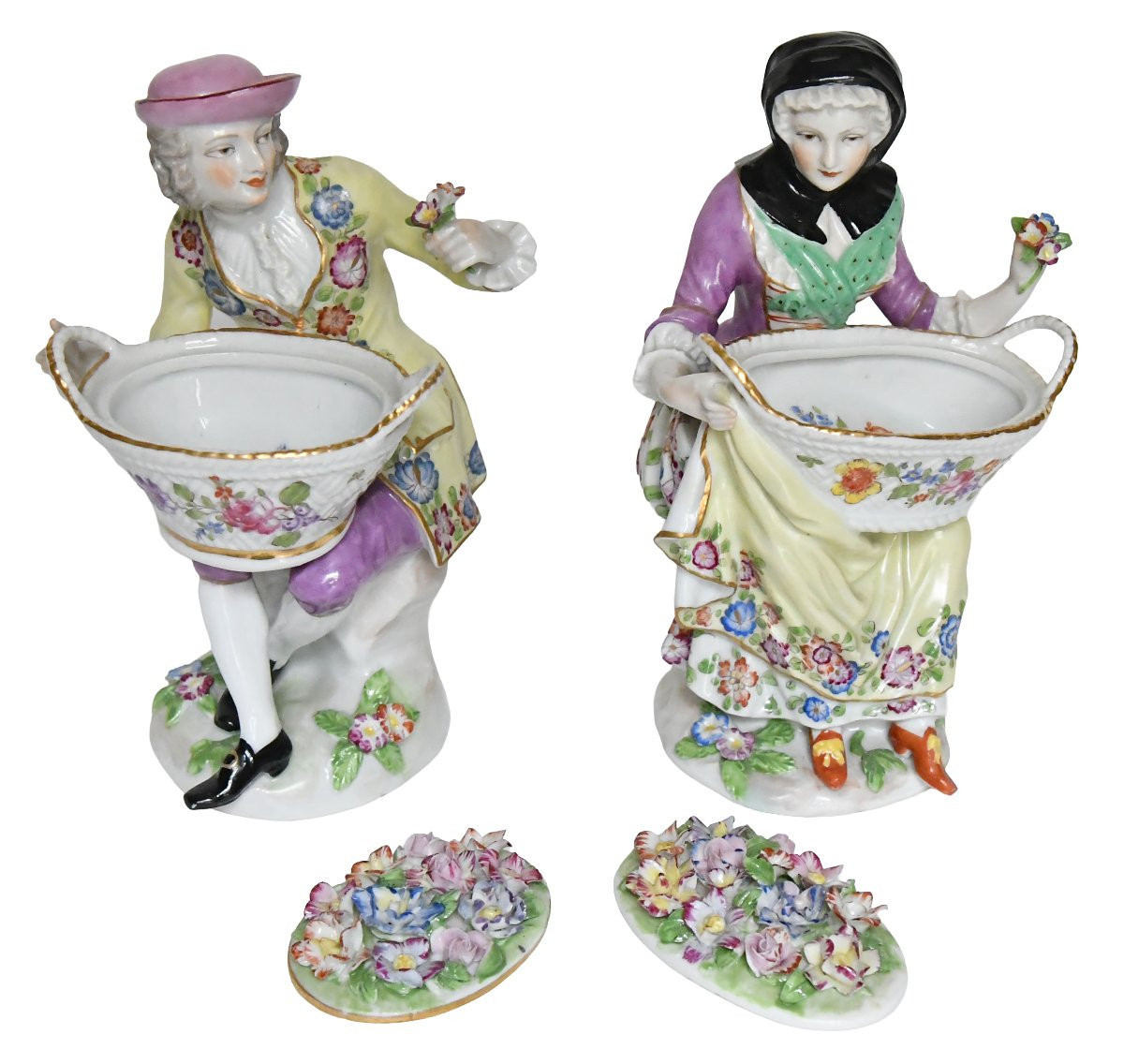 Pair Of Samson Porcelain Figurines Depicting A Gardener And A Gardener -photo-5