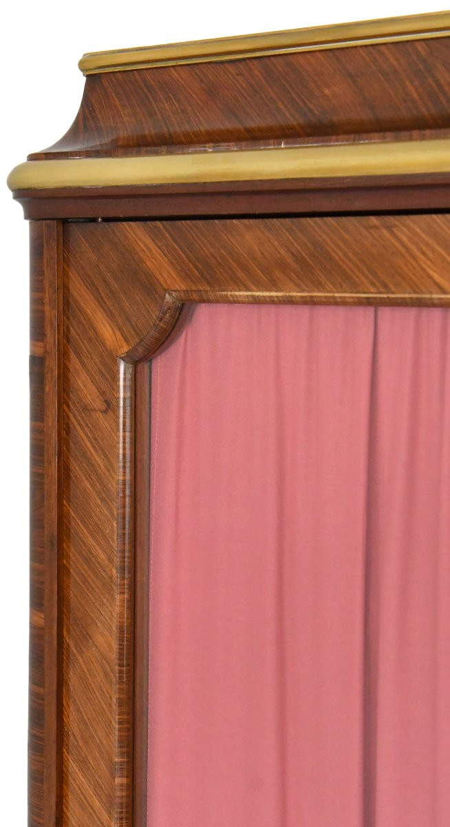 Three-door Marquetry Bookcase With Coromandel Lacquer Center Decoration -photo-3