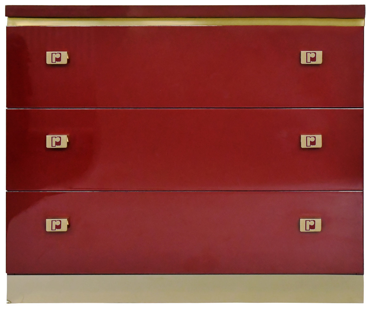 Commode en bois laqué bordeaux du designer Paco Rabanne (1934-2023) 