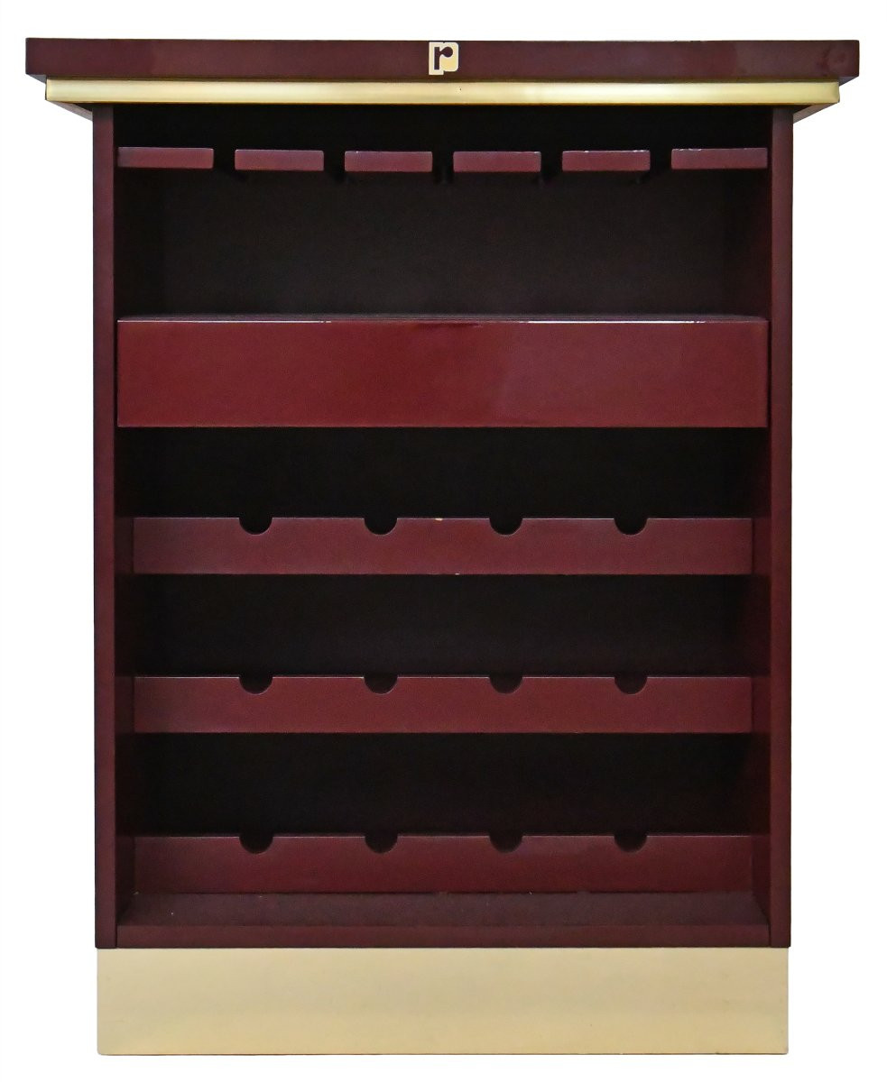 Bordeaux Lacquered Wood Bar Cabinet By Designer Paco Rabanne (1934-2023) -photo-2