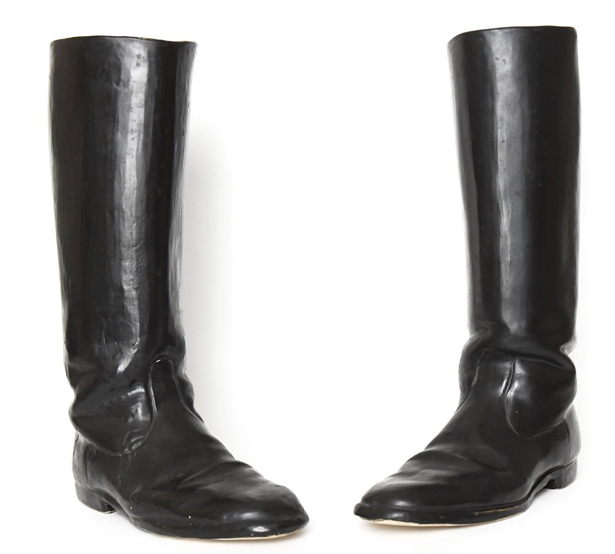 Pair Of Trompe-l'œil Ceramic Vases Imitating Riding Boots -photo-2