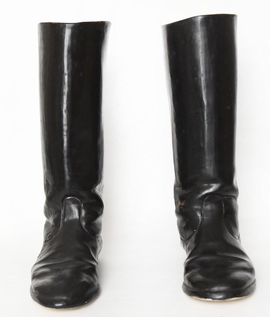 Pair Of Trompe-l'œil Ceramic Vases Imitating Riding Boots -photo-3