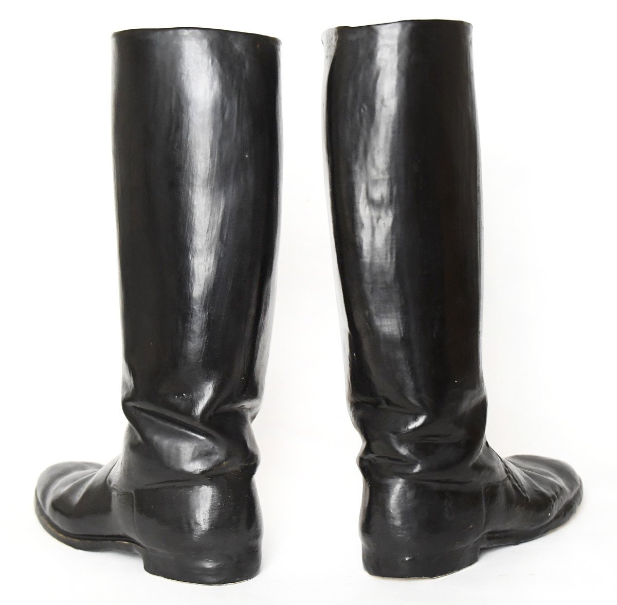 Pair Of Trompe-l'œil Ceramic Vases Imitating Riding Boots -photo-4