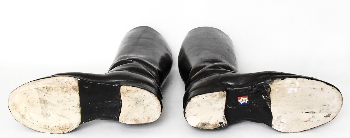 Pair Of Trompe-l'œil Ceramic Vases Imitating Riding Boots -photo-6