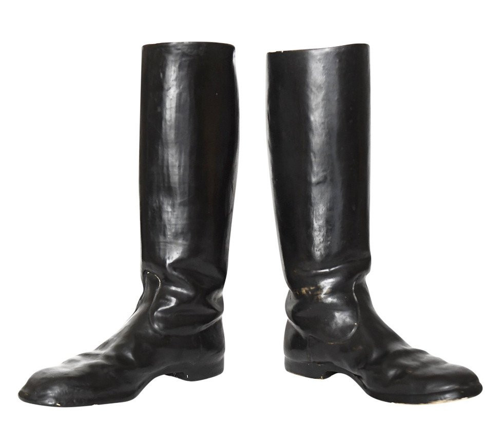 Pair Of Trompe-l'œil Ceramic Vases Imitating Riding Boots 