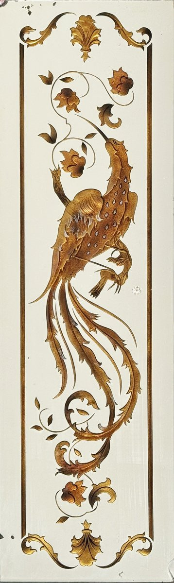 Brasserie Mirror In Verre églomisé With "birds Of Paradise" Decoration -photo-1