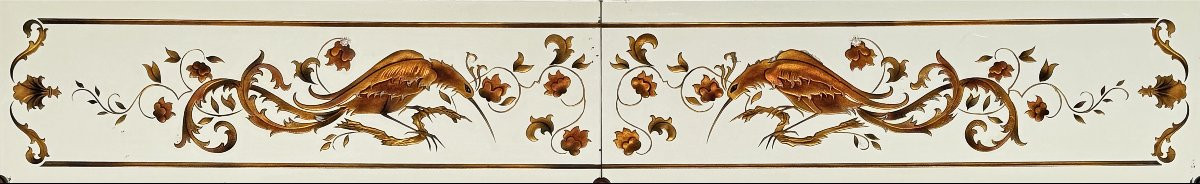 Brasserie Mirror In Verre églomisé With "birds Of Paradise" Decoration -photo-4