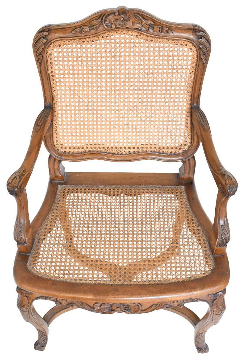 Paire de fauteuils cannés de style Régence -photo-4