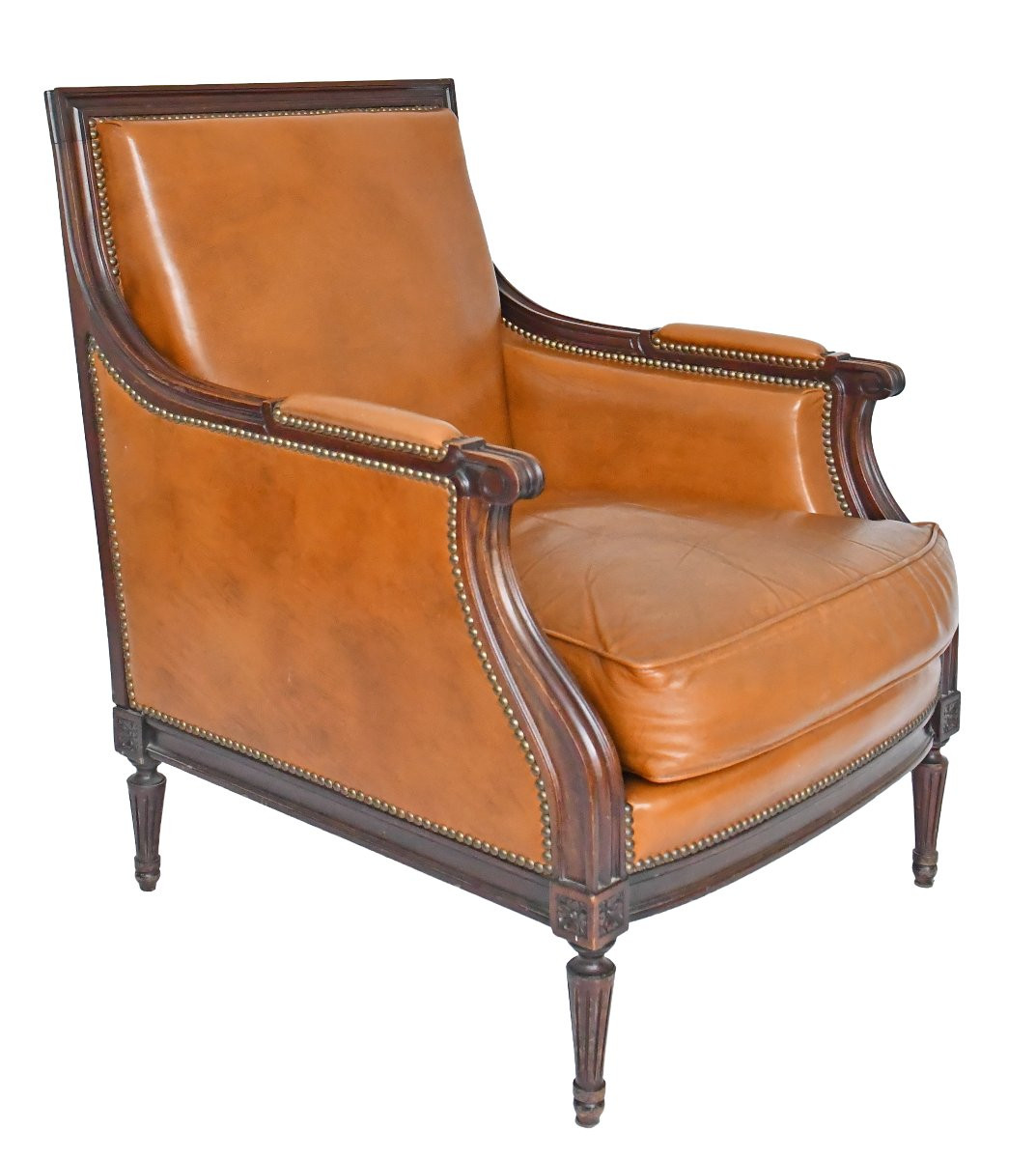 Paire de larges bergères de style Louis XVI -photo-1