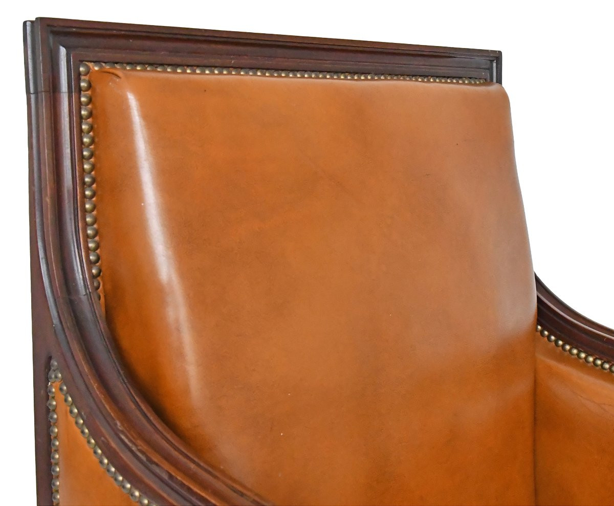 Paire de larges bergères de style Louis XVI -photo-2