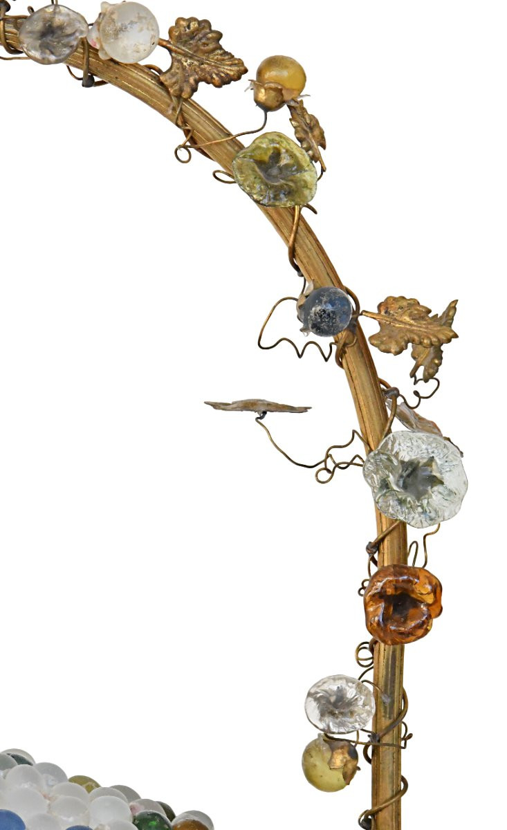 Cesare Toso Table Lamp In The Shape Of A Basket Filled With Murano Glass Grape Bunches-photo-4