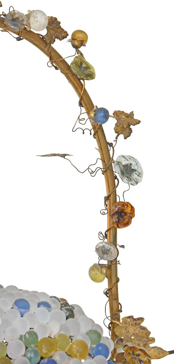 Cesare Toso Table Lamp In The Shape Of A Basket Filled With Murano Glass Grape Bunches-photo-2