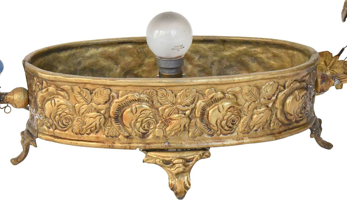 Cesare Toso Table Lamp In The Shape Of A Basket Filled With Murano Glass Grape Bunches-photo-5