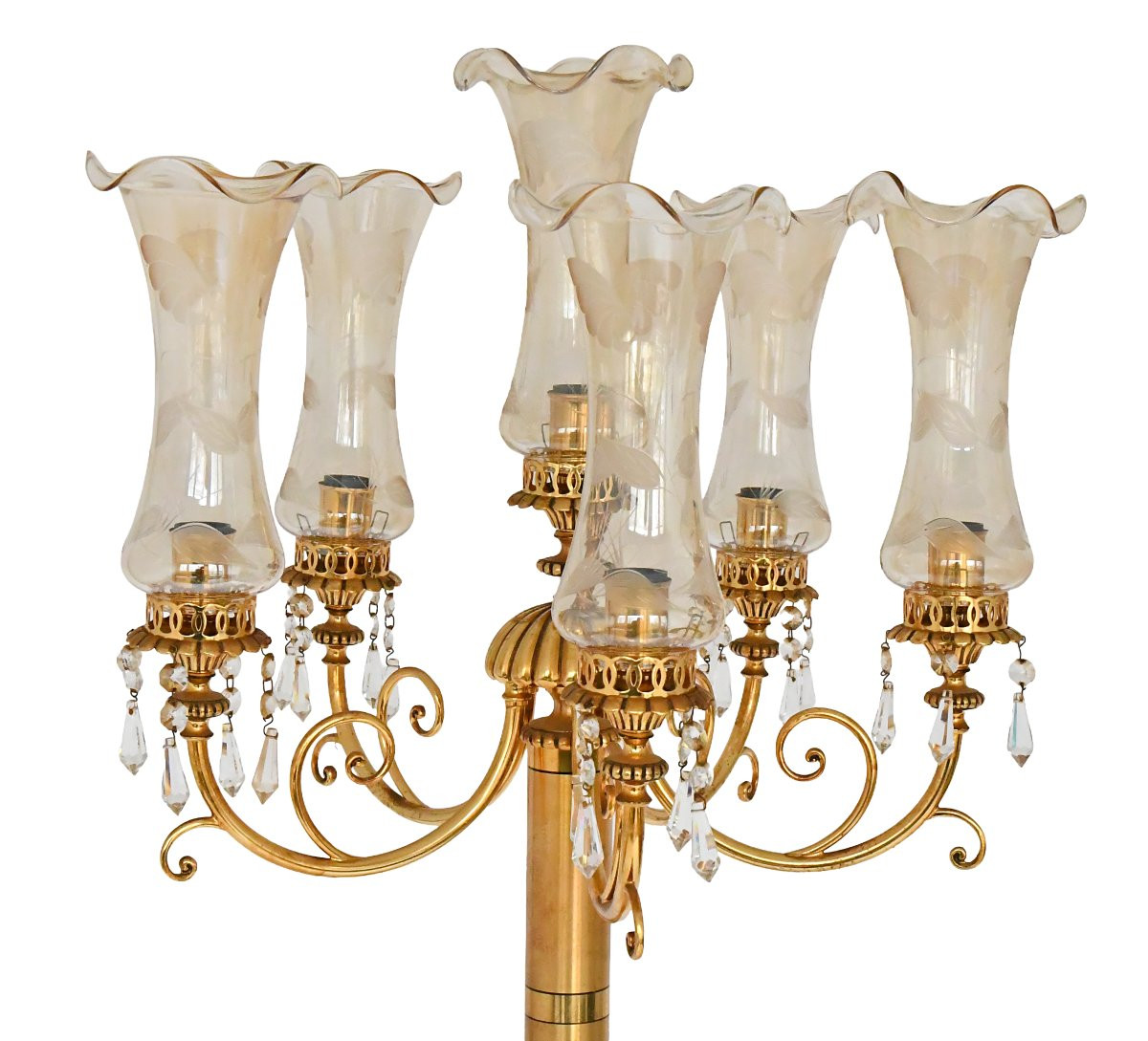 Hollywood Regency Style Bronze And Gilt Brass Floor Lamp-photo-2